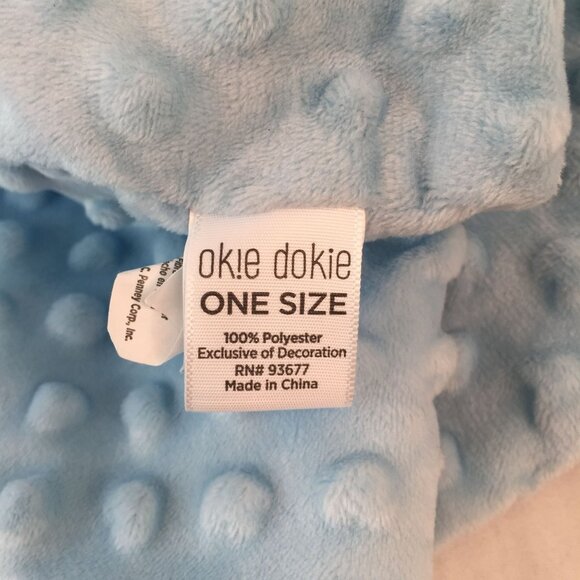 Okie Dokie Blue Teddy Bear Lovey 13" Minky Dots Baby Security Blanket - Picture 6 of 6